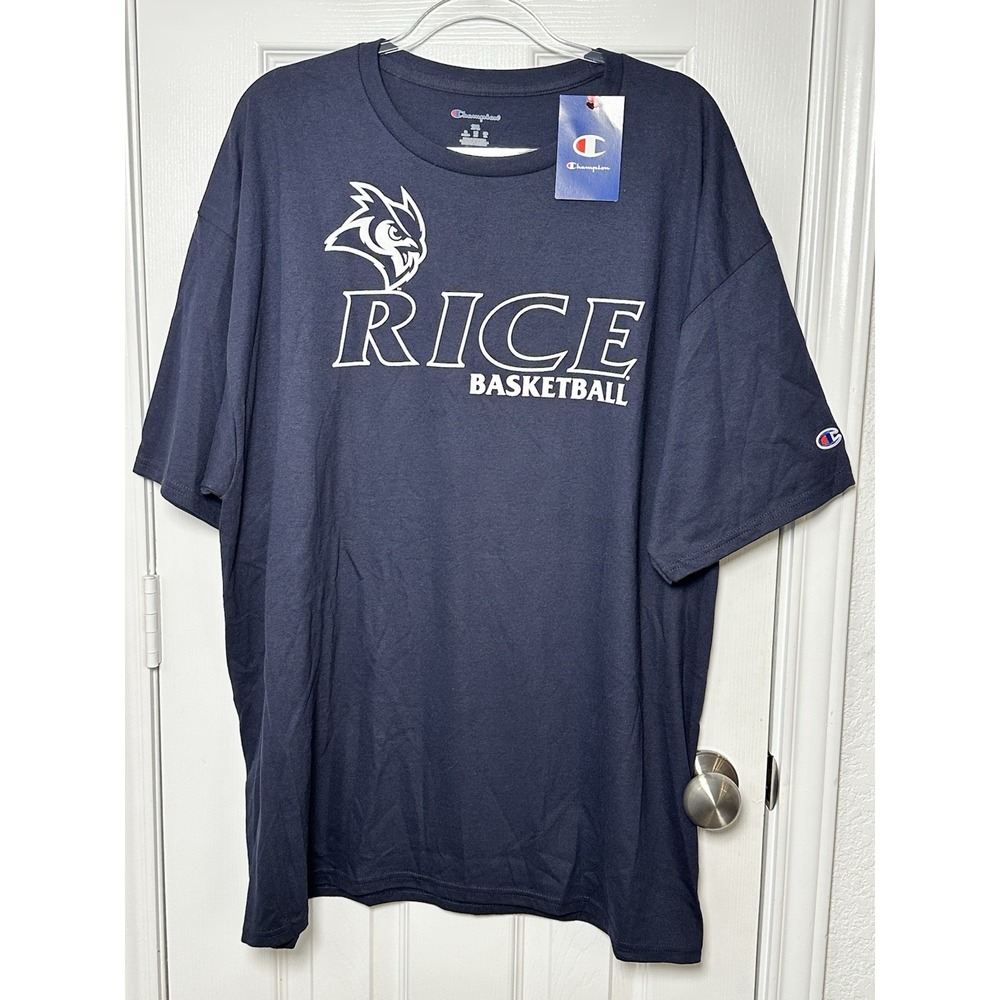 Champion Men's Size 2XL Rice University Owls Basketball T-shirt Navy Blue NWT‎